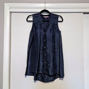 4/$16 ❇️ Calypso St. Barth Navy Blue Silk Tunic Tank